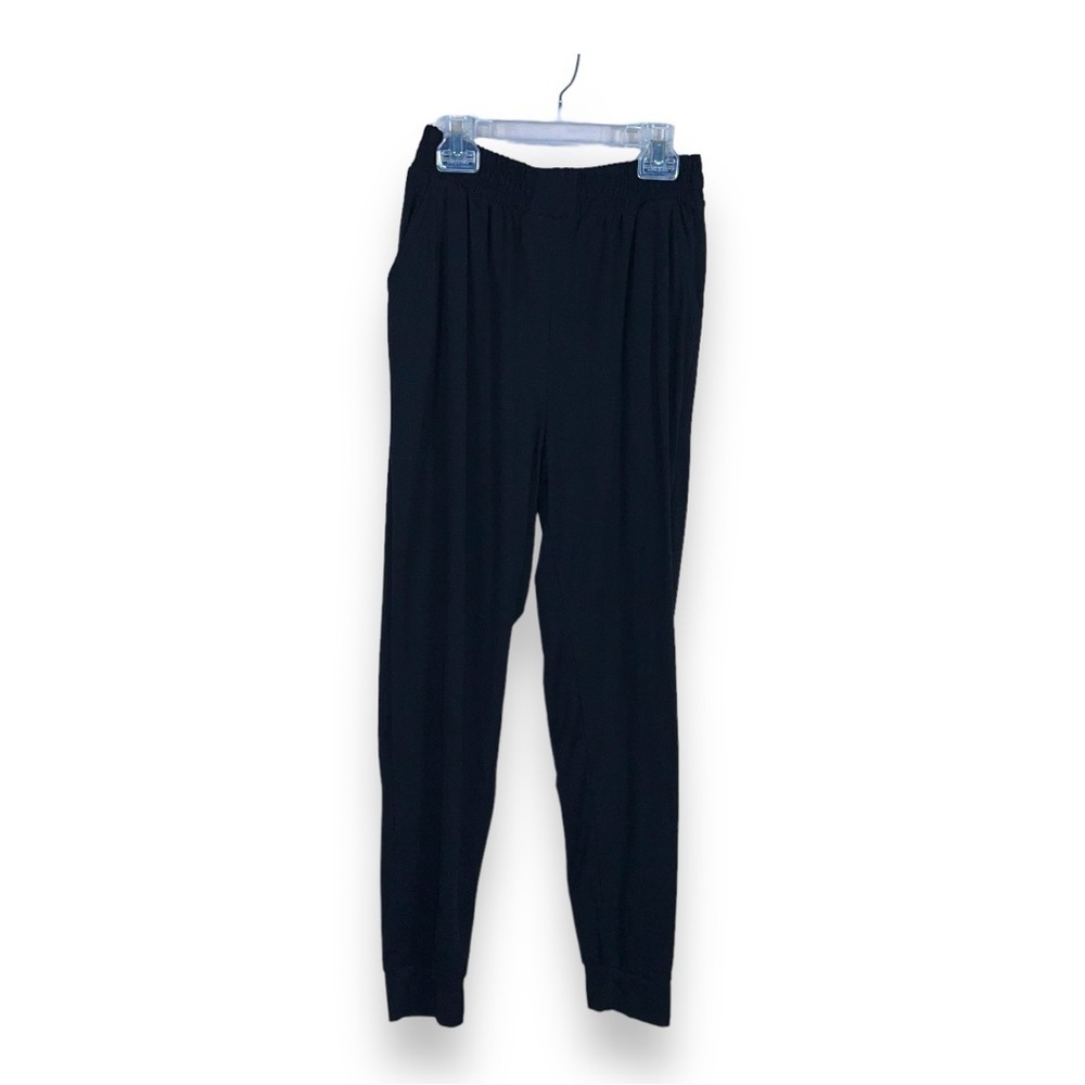 MEDIUM BLACK JOGGER PANTS CASUAL WOMENS POCKETS PULL ON STYLE STRETCH